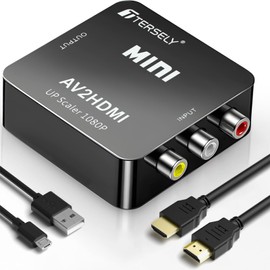 RCA to HDMI Converter, AV to HDMI Converter, RCA Composite (Red, White, Yellow) Tri-Color HDMI Converter Adapter, 1080P/720P Switch, RCA to HDMI Converter, AV to HDMI Converter, PAL/NTSC Support