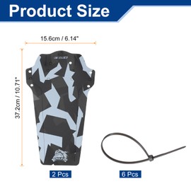 HARFINGTON 2pcs Mountain Bike Mud Guard 10.71" Front and Rear Mud Guards Fiber Style with Cable Tie Lightweight Fits for Folding Bike MTB Road Bike, Black/White