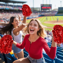 LAOTIDui Cheerleader Pom Poms, Pom Poms Cheerleading,Large Cheer Hair Bow, Cheerleading Accessories for Girls, Spirit Sticks Cheerleading for Basketball Football Team Dance 40 Grams Weight Each