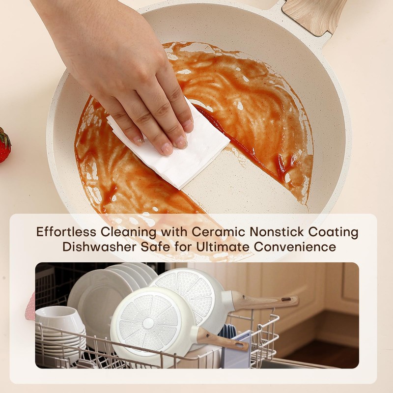 16 Pcs Pots and Pans Set for Kitchen, Nonstick Ceramic