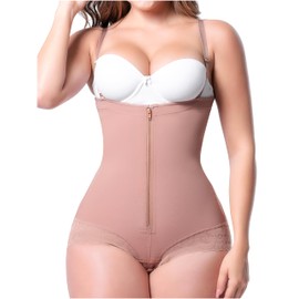 Sonryse 021ZF Fajas Colombianas Post Surgery Lipo Compression Garment after Tummy Tuck Control Open Bust Shapewear Bodysuit for Women Mocha X-Large