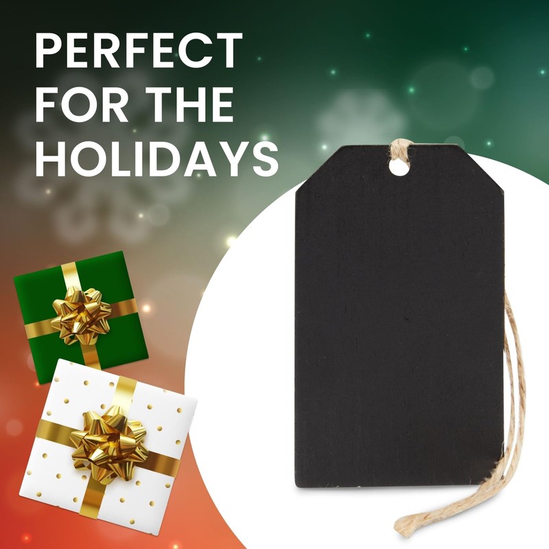 Gift Tags with String, 24 Pack Small Chalkboard Signs, Name