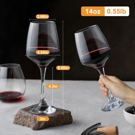 GLAZVIA Clear Wine Glasses Set of 6-14oz Long Stem Wine Glass, Pretty Crystal Glassware, Hand Blown Goblets Drinkware, Unique Stemware Wine Glass Holiday Gift Set