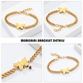 zeqingjw Cremation Jewelry Butterfly Urn Bracelet for Ashes for Women Stainless Steel Adjustable Urn Bangle Memorial Keepsake Ash Holder Bracelet, Metal, stainless steel