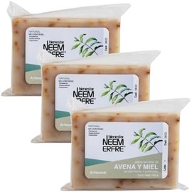 NEEM ERFRE  Pack de 3 jabon natural de avena y miel 150g con aceite de NEEM sin parabenos ni petrolatos