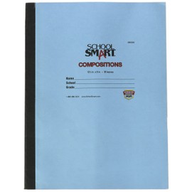 School Smart Stitched Cover Composition Book, Red Margin, 8 x 10-1/2 Inches, 72 Pages