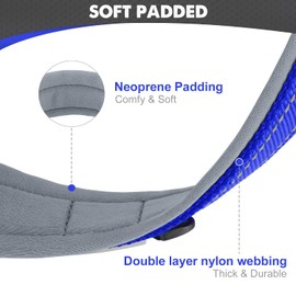 Joytale Neoprene Padded Dog Collar for Small Dogs, 11 Colors, Reflective Wide Pet Collar with Durable Metal Belt Buckle, Adjustable Heavy Duty Nylon Dogs Collars, Navy Blue