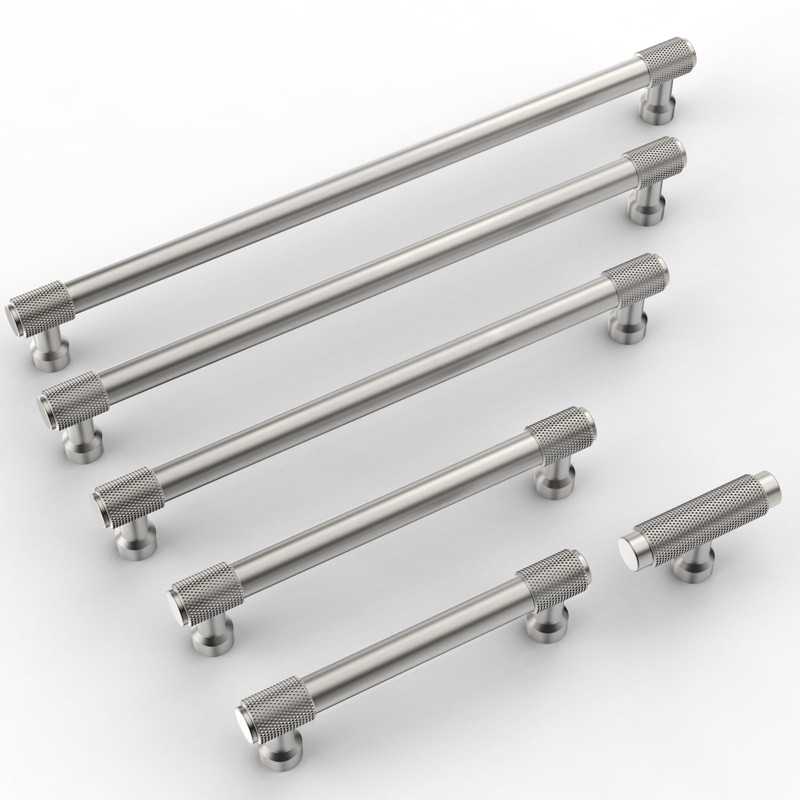 9BUILD 10 Pack Knurled Cabinet Pulls 3.75 Inch Brushed Satin