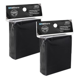 Mlikero Pack of 200 Soft Trading Card Sleeves, 66 x 91 mm Standard Size Trading Card Sleeves, Perfect Fit for Trading Cards, Sports Cards (Black)