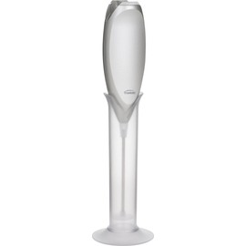 Trudeau Battery Milk Frother,Silver/White,9.5 inch