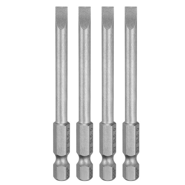 sourcing map 4pcs SL5 Slotted Screwdriver Bits 5mm Slotted Tip