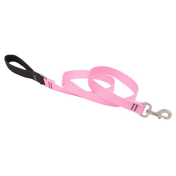 Dog Leash by Lupine in 1" Wide Pink 6-Foot Long with Padded Handle
