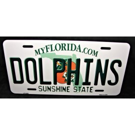 DIGIART INTERNATIONAL FLORIDA STATE DOLPHINS METAL CAR NOVELTY LICENSE PLATE AUTO TAG