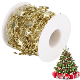 10 Metres/Roll Bead Roll ABS Bead Chain Five-Pointed Star Decorative Cord DIY Wedding Decoration (Golden)