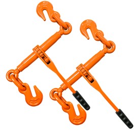 Ratchet Chain Binders 3/8" - 1/2" (2 Pack) | Adjustable Load Binder with 2 Grab Hooks for G70 Transport Chain | 9,200 Lbs Safe Working Load - Orange