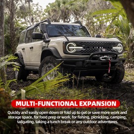 NKCELL POWER Tailgate Table Stainless Steel Rear Door Foldable Shelf for 2021-2025 2/4 Door Ford Bronco (Not Sport) High Load-Bearing Capacity Storage Trunk Cargo Rack Accessories