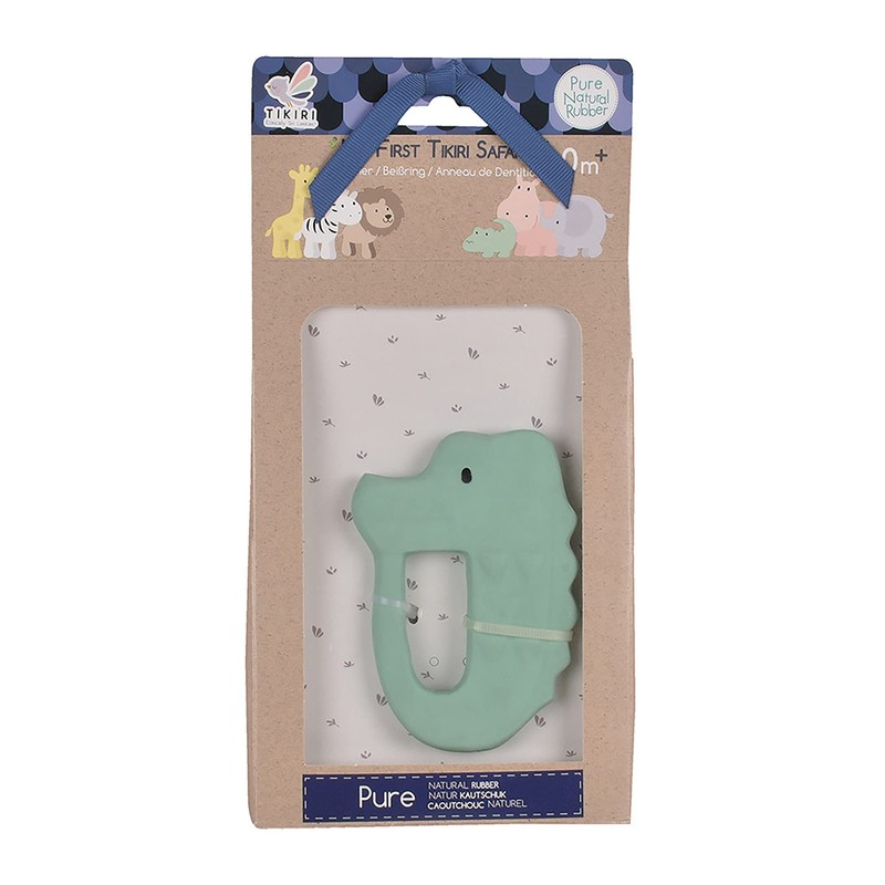 Tikiri 8591504 Rubber Teething Ring Crocodile, Teething Aid Made of