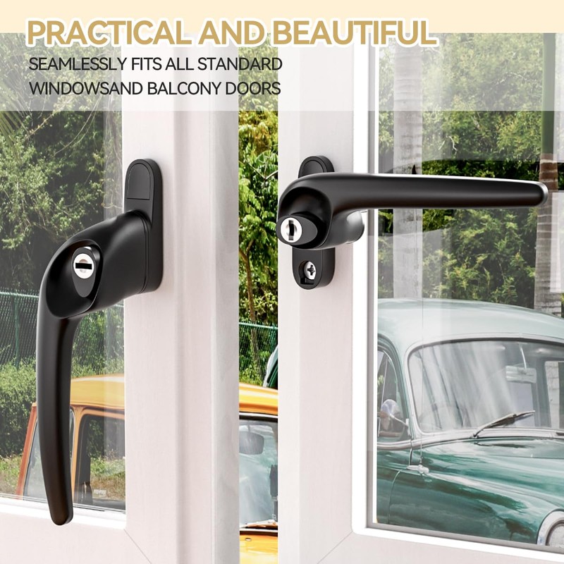 Bwintech 2 Pcs Offset Black UPVC Aluminium Window Handle,Left Hand,