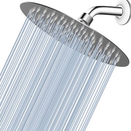 Voolan High Pressure Rain Shower Head - Rainfall Shower head Made of All Metal Stainless Steel - Comfortable Shower Experience Even at Low Water Flow (8 Inch, Brushed Nickel)