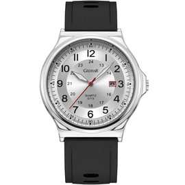 EAJOMIN Stylish Wrist Watches for Mens,Casual Business Sport Military Waterproof Rubber Silicone Band Calendar Analog Watch for Men Students(G713 Silver Black)