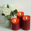 Eldnacele Red Wax Flameless Flickering Candles with 6H Timer, 3D