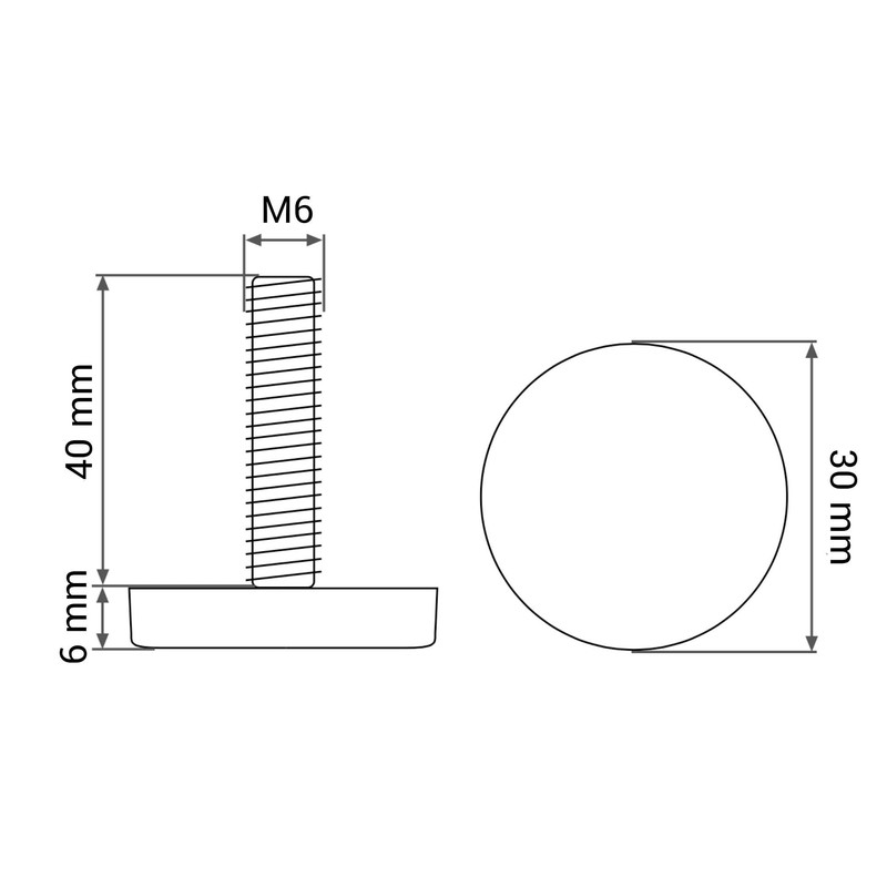 SKIR'CO 4 pcs, Furniture Leveling Feet M6 x 40 mm,
