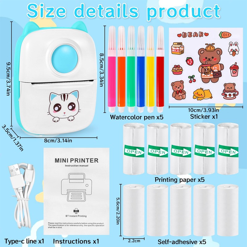 XINGGANG Mini Printer, Mobile Photo Printer, Portable Mini Photo Printer,