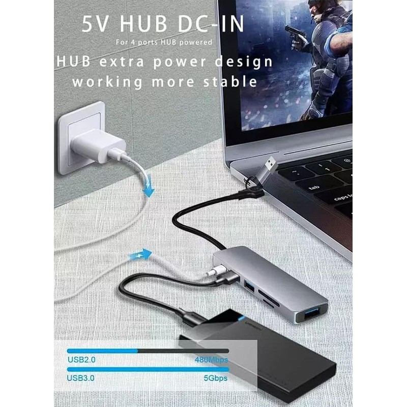 REAGLE USB 3.2 GEN 1 6-in-1 Active Hub Adapter Two