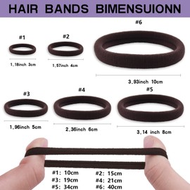 WKJHO 100PCS Various Sizes Brown Hair Ties for Women, Elastics Hair Ties No Damage Ponytail Holder for Thick/Thin Hair Accessories, Soft Cotton Cloth Seamless Hair Bands