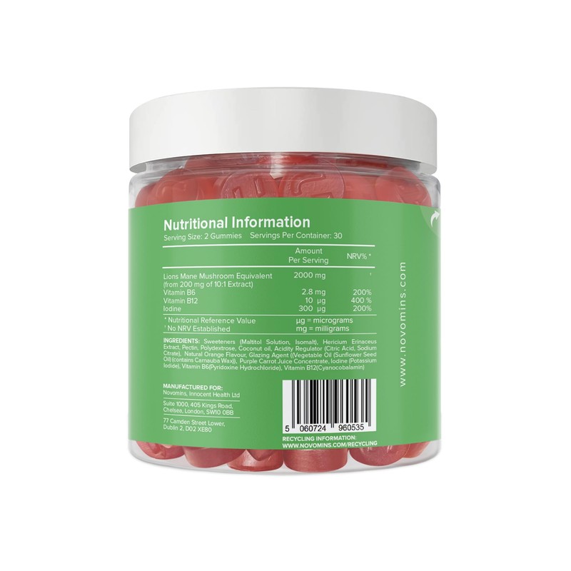 Novomins Lion’s Mane Gummies - Sugar Free – High Strength