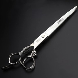 Professional Hairdressing Scissors 7/7.5/8 Inch Hairdressing Scissors Gold and Black Gold Dragon Scissors (9 Inch Flat Scissors)