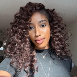 ToyoTree Deep Twist Crochet Hair - 14 Inch 8 Packs Wine Red Mid-Length Curly Deep Wave Crochet Hair, Synthetic Ocean Wave Braiding Hair Extensions (14 Inch,99J-8P)