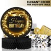 Happy Birthday Table Decoration Centerpieces (4 Pack, Black & Rose