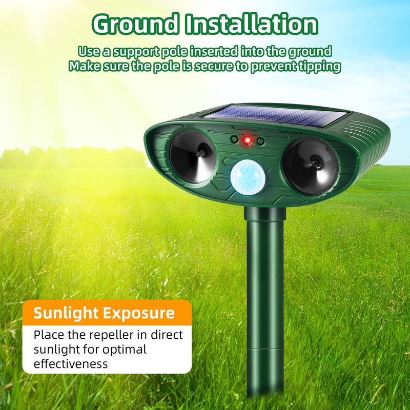 4 Pack 2025 Solar Ultrasonic Animal Repellent Raccoon Fortress Pro