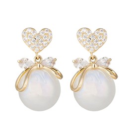 Bow Earrings for Women Pearl Bow Earrings Dainty Bow Earrings Rhinestone Bow Stud Earrings Red Bowknot Dangle Earrings Prom Wedding Party Holiday Jewelry for Women