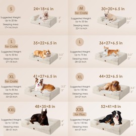 EHEYCIGA Orthopedic Dog Bed for Small Dogs, Waterproof Memory Foam Small Dog Beds with Sides, Non-Slip Bottom and Egg-Crate Foam Medium Dog Couch Bed with Washable Removable Cover, Beige