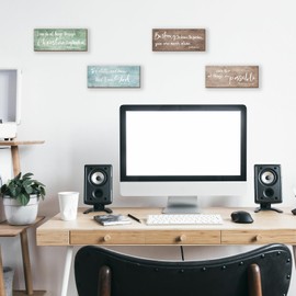 ZONWUTHY 4 Pieces Bible Verses Wall Decor Rustic Wooden Christian Signs Farmhouse Religious Decor for Home Motivational Prayer Wall Art for Living Room Office Bedroom Bathroom(Fresh,10x4)