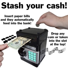 Cash Vault for Kids - Password Protect Your Bills and Coins - Bank Safe Features Sound Effects, Lights, and Music - by SciencePurchase