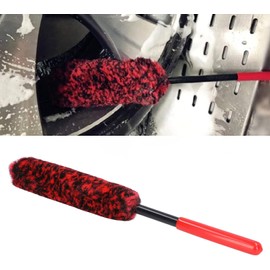 Cepillo de Limpieza de Llantas , Cepillo de Limpieza Universal para Cubo de Rueda de Automóvil , Mango Largo Flexible , Cepillo para Detalles de Neumáticos de Automóvil , Rojo para Ruedas , Motocicletas , B