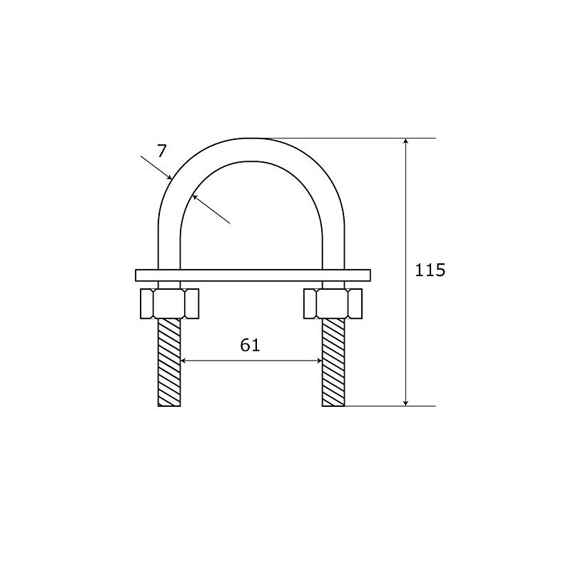 aiai Long-leg U-Bolt Set 15-821 0.31 x 4.33 x 2.83