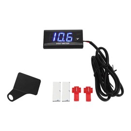 Universal LCD Motorcycle Voltmeter Ultra Thin Waterproof Voltmeter with Left Bracket DC12V Blue