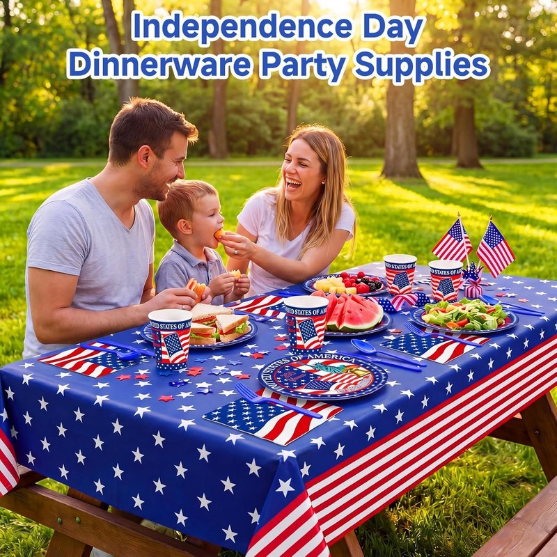 192PCS America 250 4th of July Decorations Tableware for 24