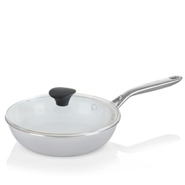 TECHEF 8-inch Ceramic Nonstick Frying Pan, Heavy-Gauge Aluminum, Induction Compatible, with Cover, Made in Korea