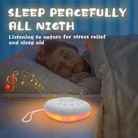 Epzia White Noise Machine, Portable Sound Machine for Baby Adult Sleeping, 20 Soothing Sounds White Noise Shush,8 types of lighting Night Lights, 30-60-90Min Timer