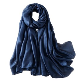 Lina & Lily Shimmer Sheen Scarf Shawl Wrap for Wedding Evening Dress Sheer Lightweight (Indigo Blue)
