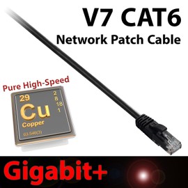 V7 14ft Black CAT6 Network Cable Ethernet Patch Gigabit+ Snagless Design RJ45