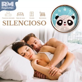 Rm Regalomex Reloj De Pared Análogo Diseño Con Panda Para Niños