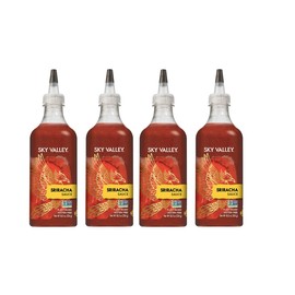 Sky Valley Sriracha Sauce - Hot Sauce, Made with Red Jalapeno Peppers, Gluten Free, Vegan, Non-GMO, Less Than 2g of Sugar per Serving, 5 Calories per Serving - Sriracha Hot Sauce, 18.5 Oz, 4 Pack