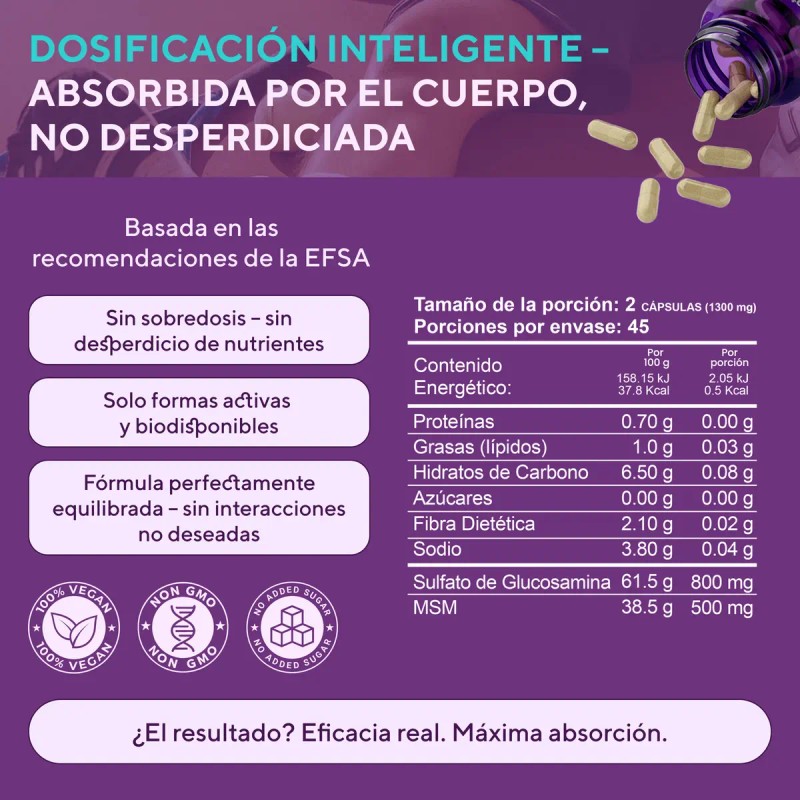 Sulfato Glucosamina Msm Suplint Cápsulas Veganas Articulaciones