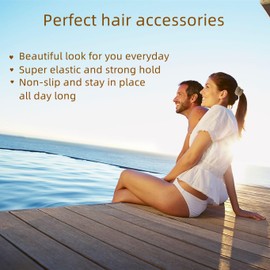 MARYLAVENDER Large Stretch Thick Hair Ties for All Hair Types Seamless Terry Cloth Hair Ponies Elastics Ponytail Holders Hair Scrunchies for Thick Hair Hair Accessories Women Girls 12-Pack